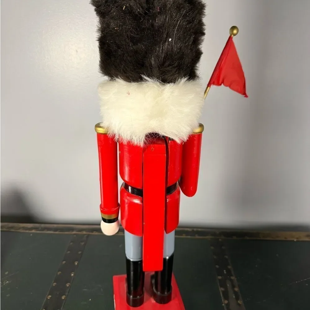 Vintage Large Hand Painted Wooden Nutcracker Classic Heavy Works 20” Soldier